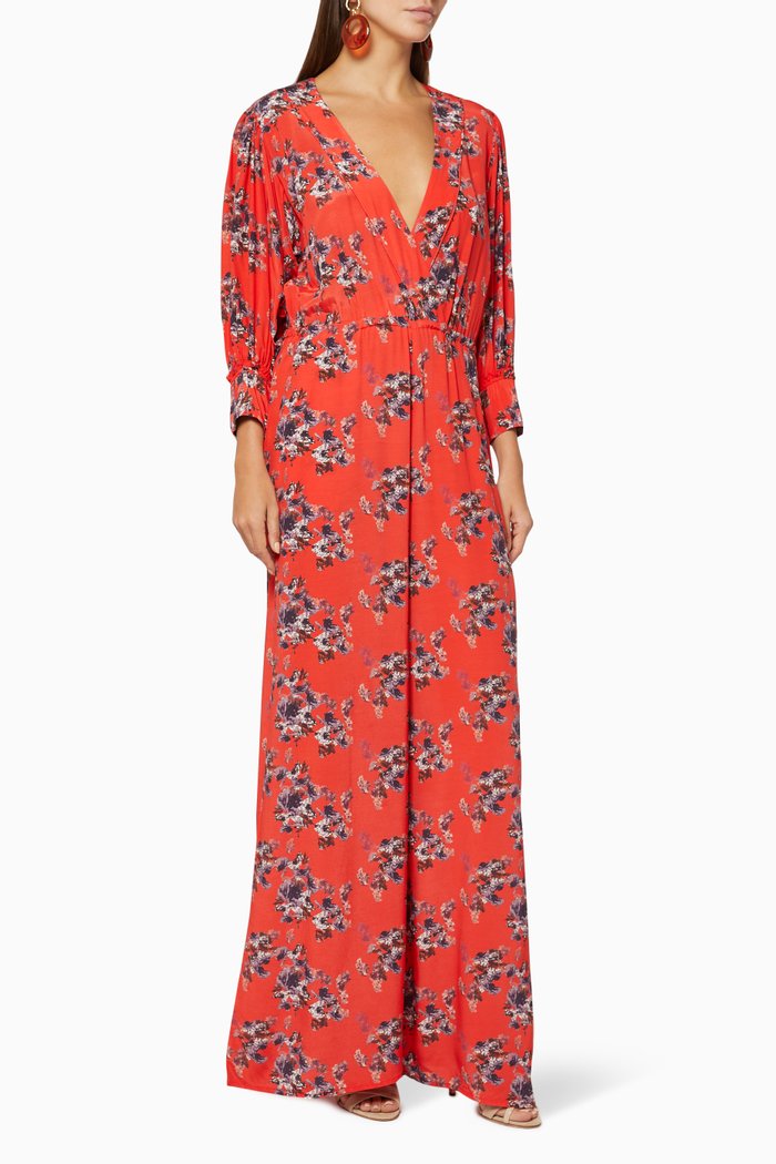 

Mexi Floral Print Jumpsuit, Red