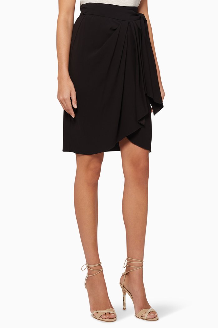 

Alfe Asymmetrical Midi Skirt, Black
