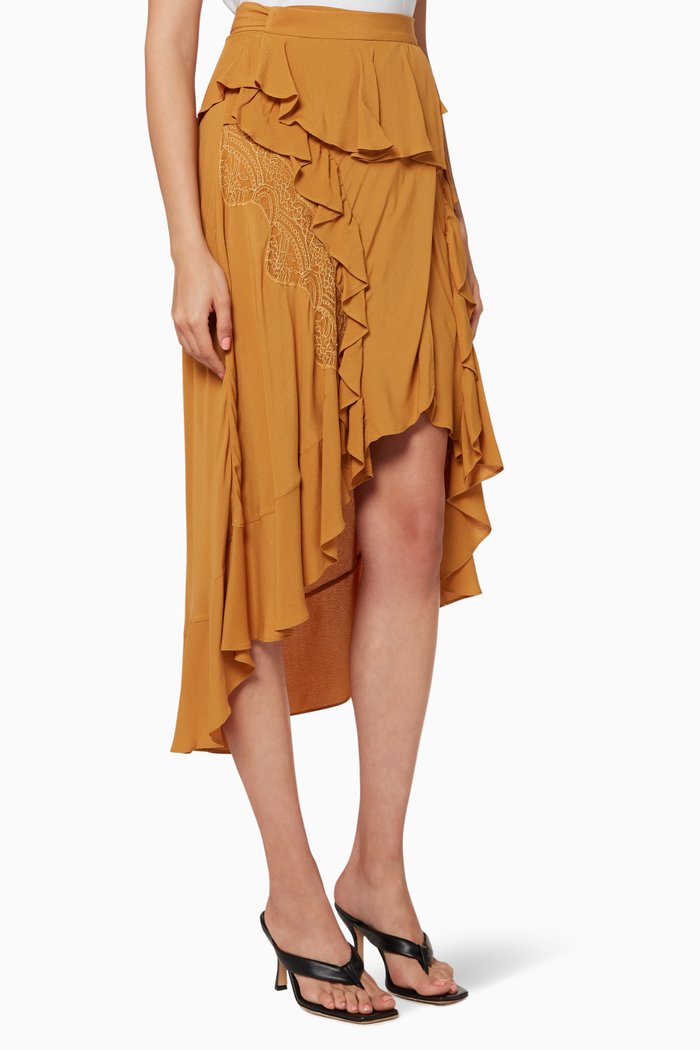 

Breathed Asymmetrical Ruffled Skirt, Brown