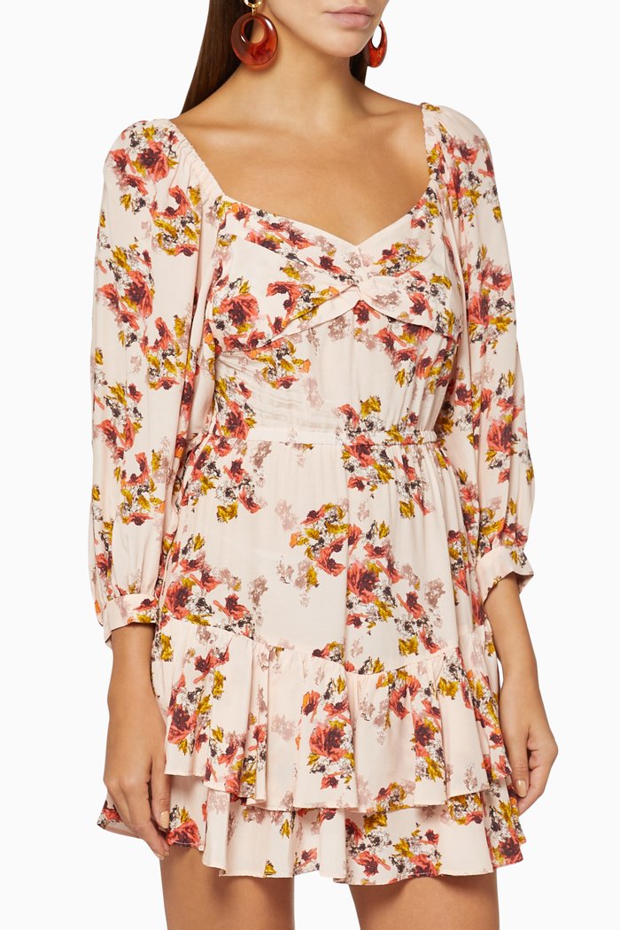

Riane Floral Mini Dress, Neutral