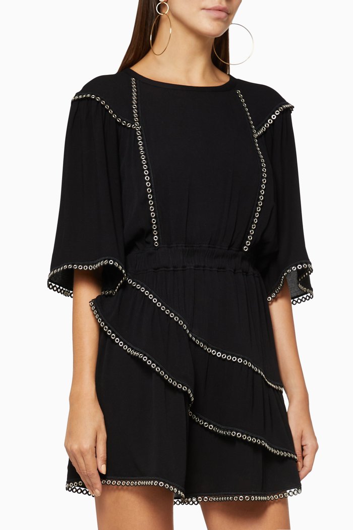 

Zafora Eyelet-Trim Mini Dress, Black