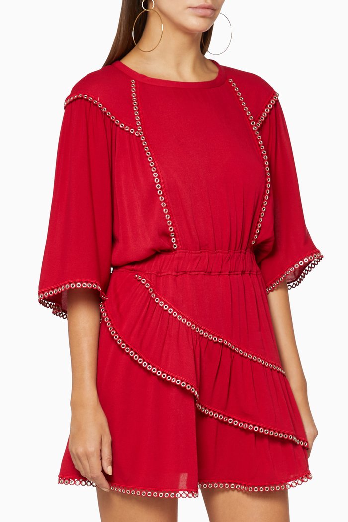 

Zafora Eyelet-Trim Mini Dress, Red