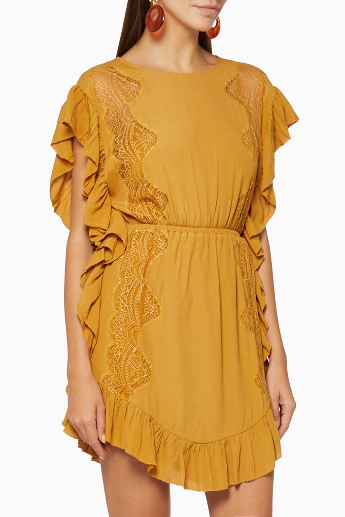

Zestful Ruffled Mini Dress, Neutral
