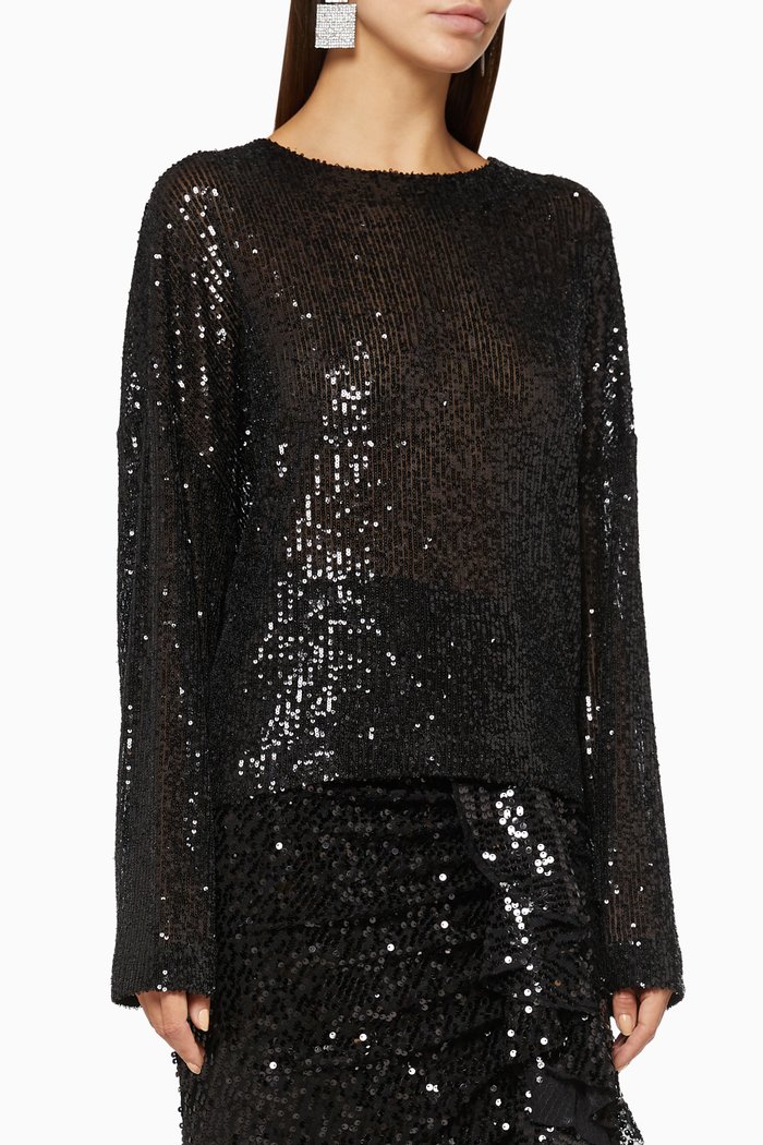 

Alexandra Sequin Top, Black