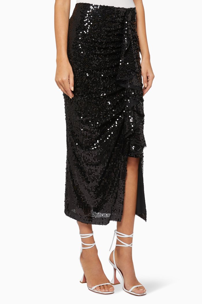 

Moore Sequin Midi Skirt, Black