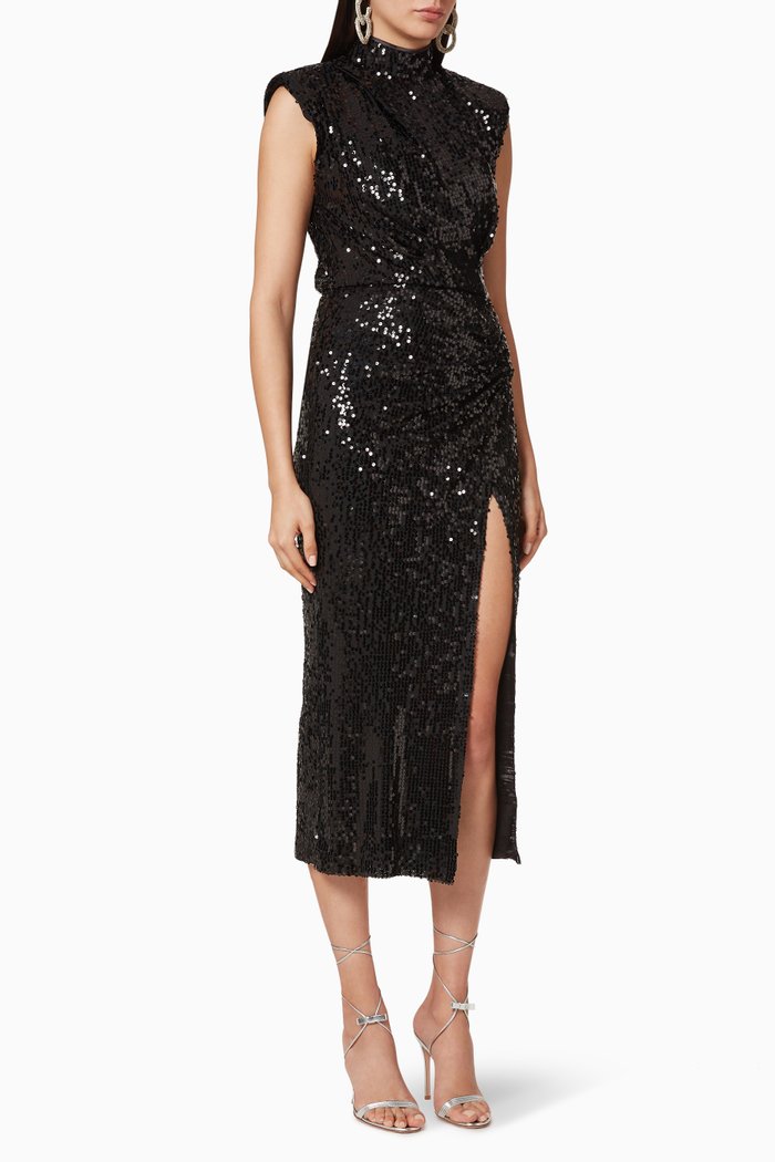 Rhea Sequin Dress, Black