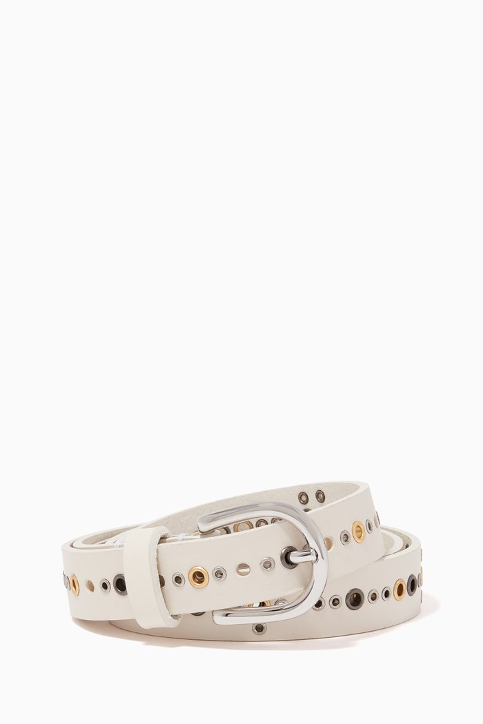 

Baley Leather Belt, White