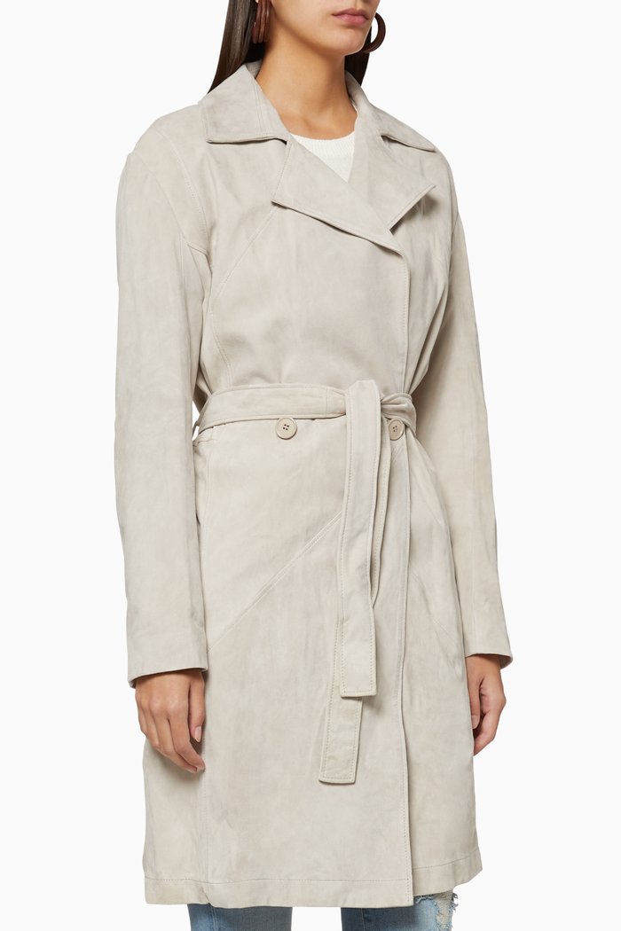 Longmore Lambskin Suede Trench, Neutral