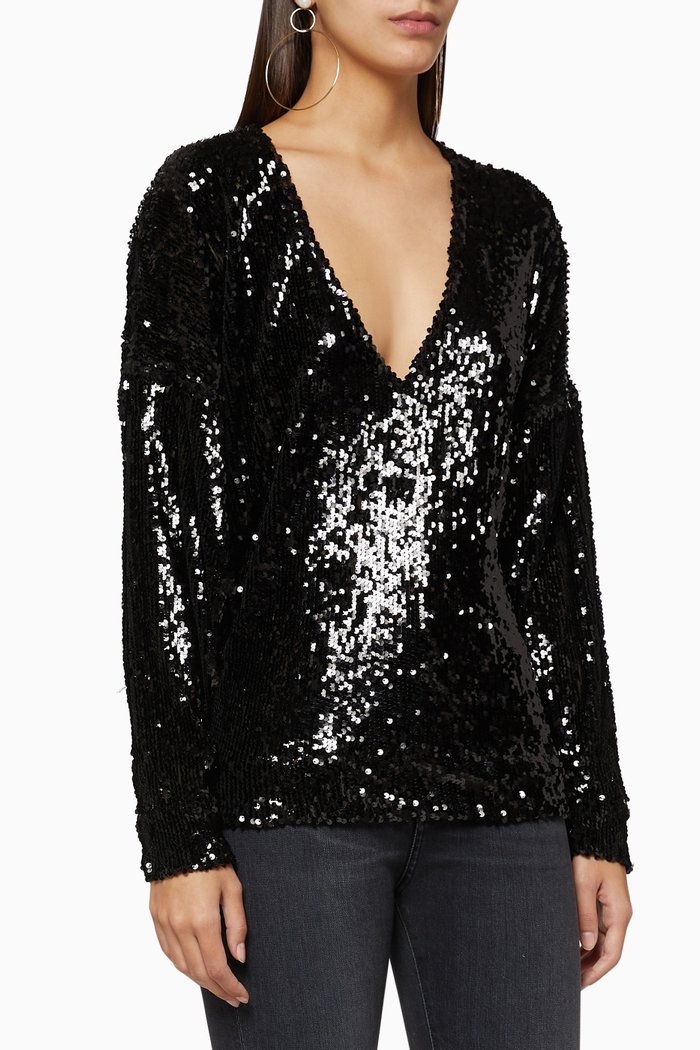 

Around Sequin Top, Black
