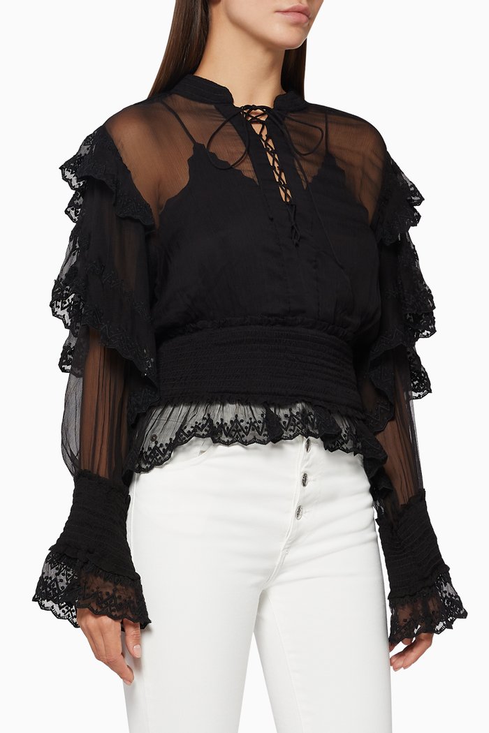 

Tilos Embroidered Top, Black