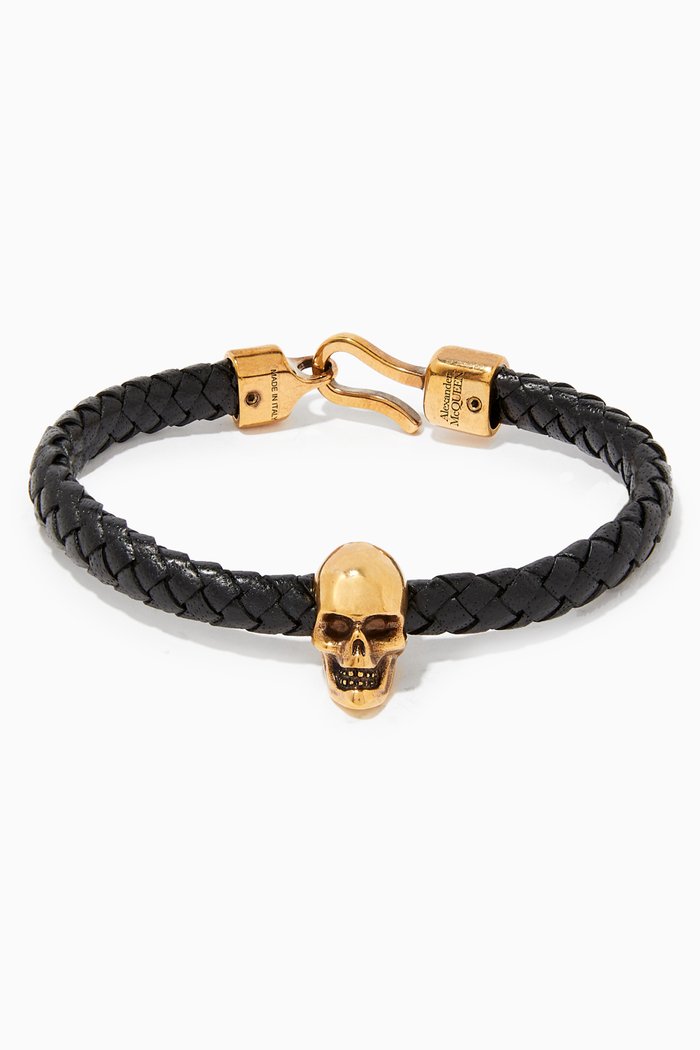 

Skull Leather Bracelet, Black