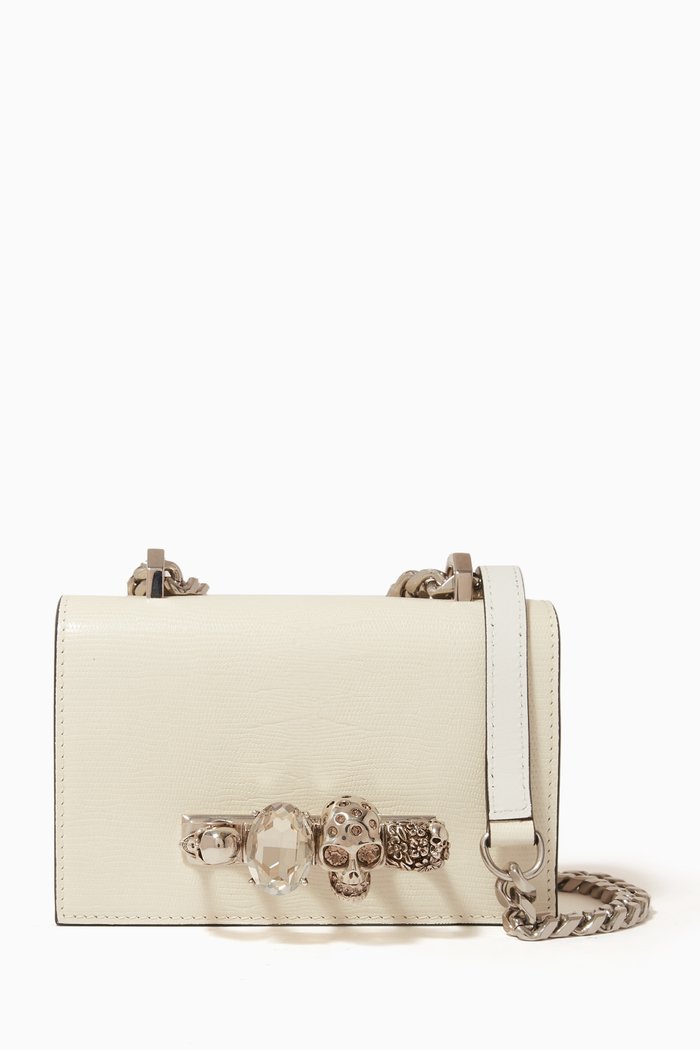 

Mini Jewelled Leather Satchel, White