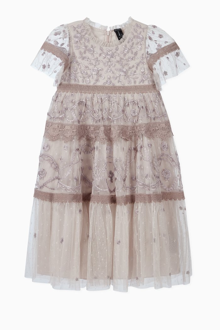 

Midsummer Lace Embroidered Dress, Purple