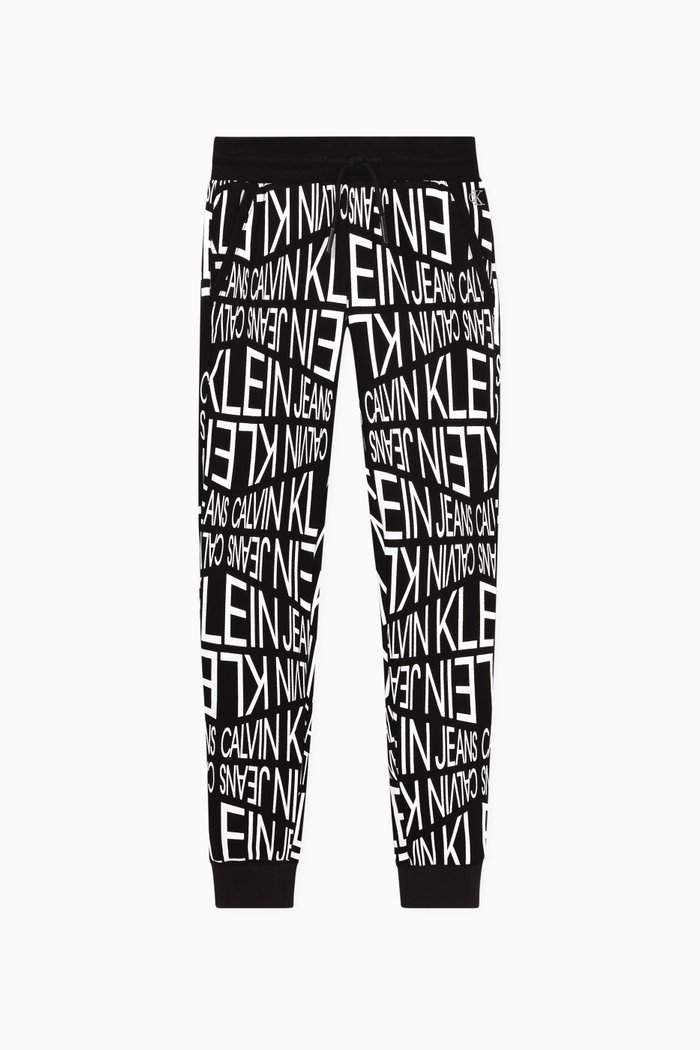 

Distorted Logo Organic Cotton Sweatpants, Black