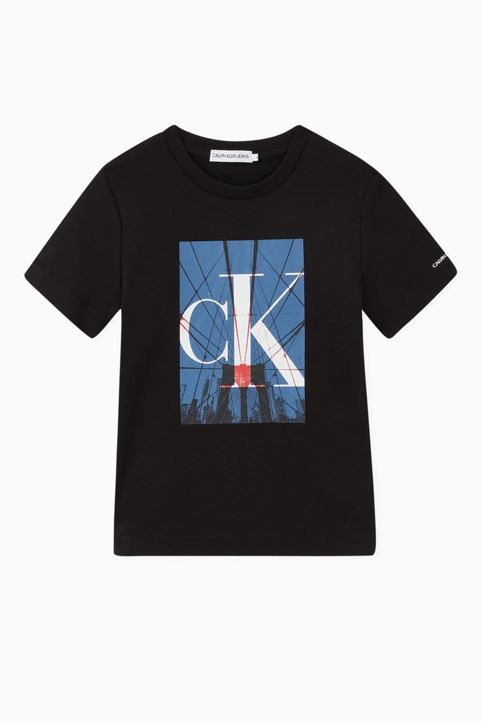 

Monogram Logo Cotton Stretch T-Shirt, Black