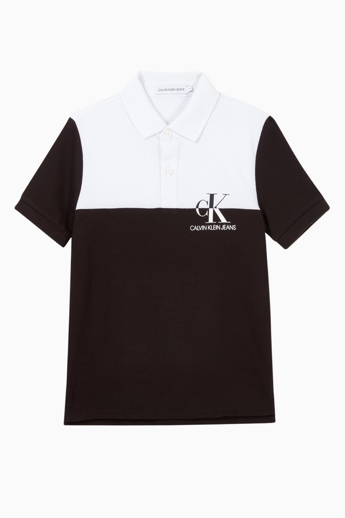 

Colour-Block Organic Cotton Polo Shirt, Black