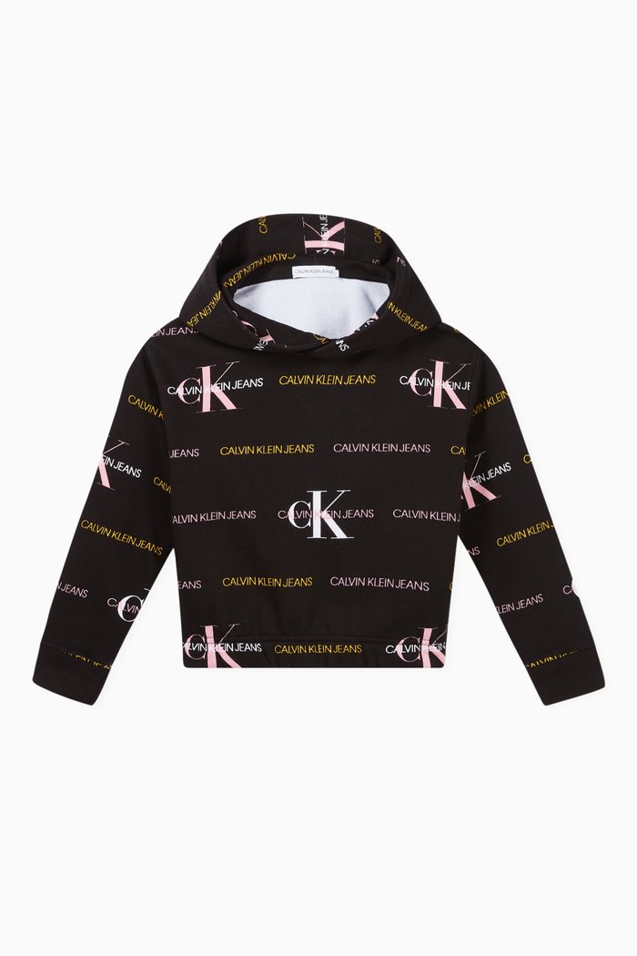 

Logo Cotton Blend Fleece Hoodie, Black