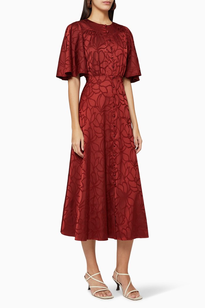 

Scribble Flora Jacquard Dress, Brown