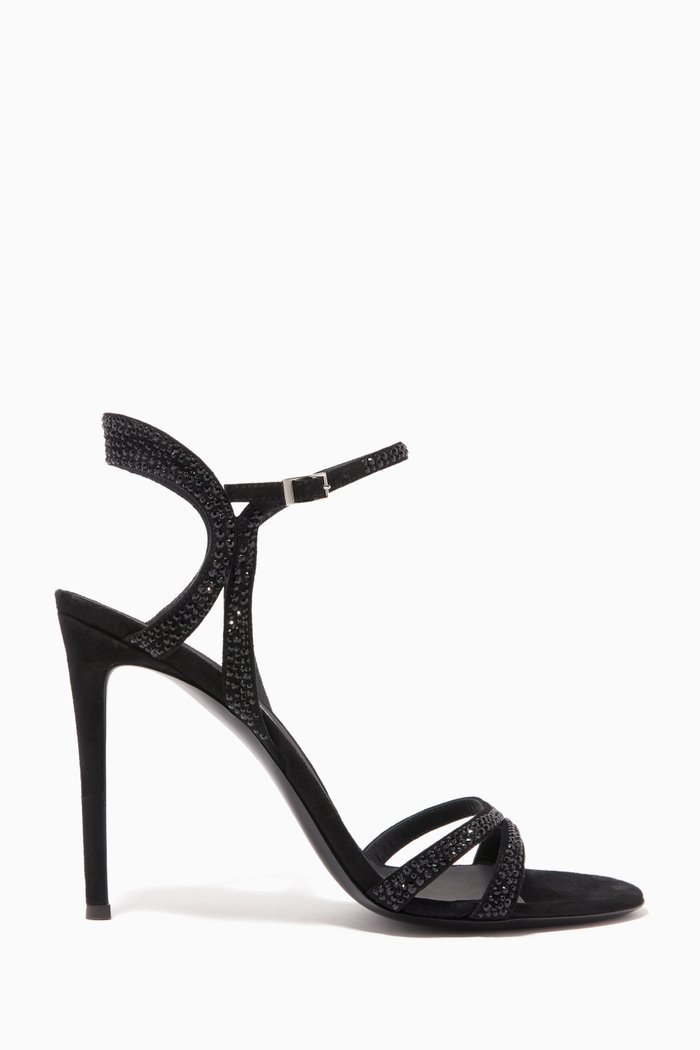 

Leyna 105 Sandals in Embellished Suede, Black