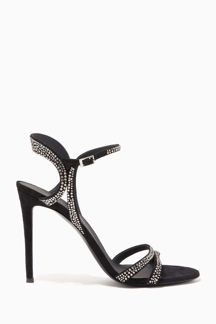 

Leyna 105 Sandals in Embellished Suede, Black