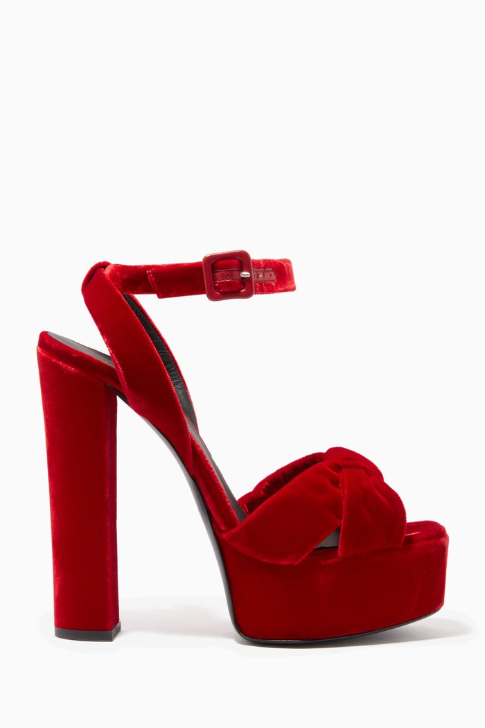 

Betty 120 Platform Sandals in Velvet, Red