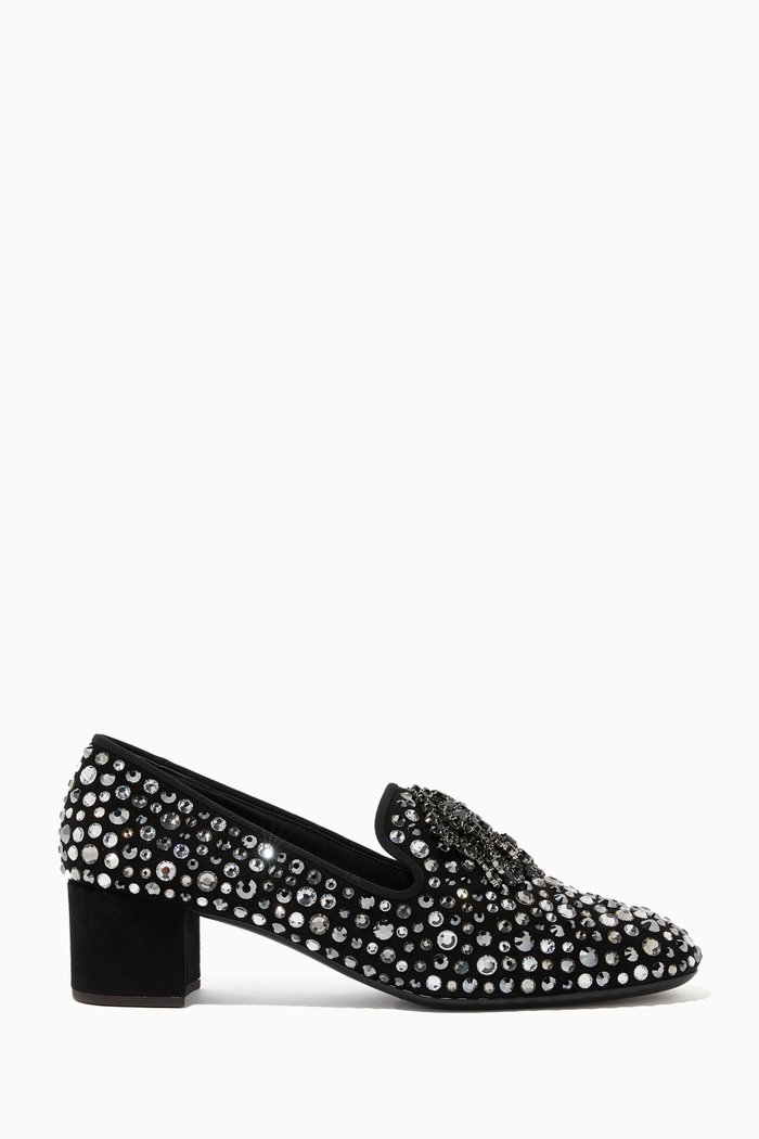

Federica 40 Moccasins in Crystal-Embellished Suede, Silver