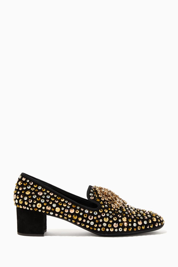 

Federica 40 Moccasins in Crystal-Embellished Suede, Gold