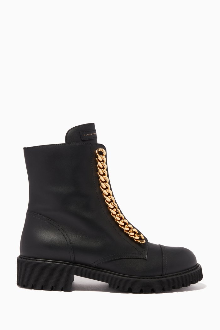 

Combat Boots in Leather, Black