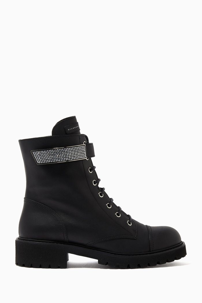 

Caity Combat Boots in leather, Black