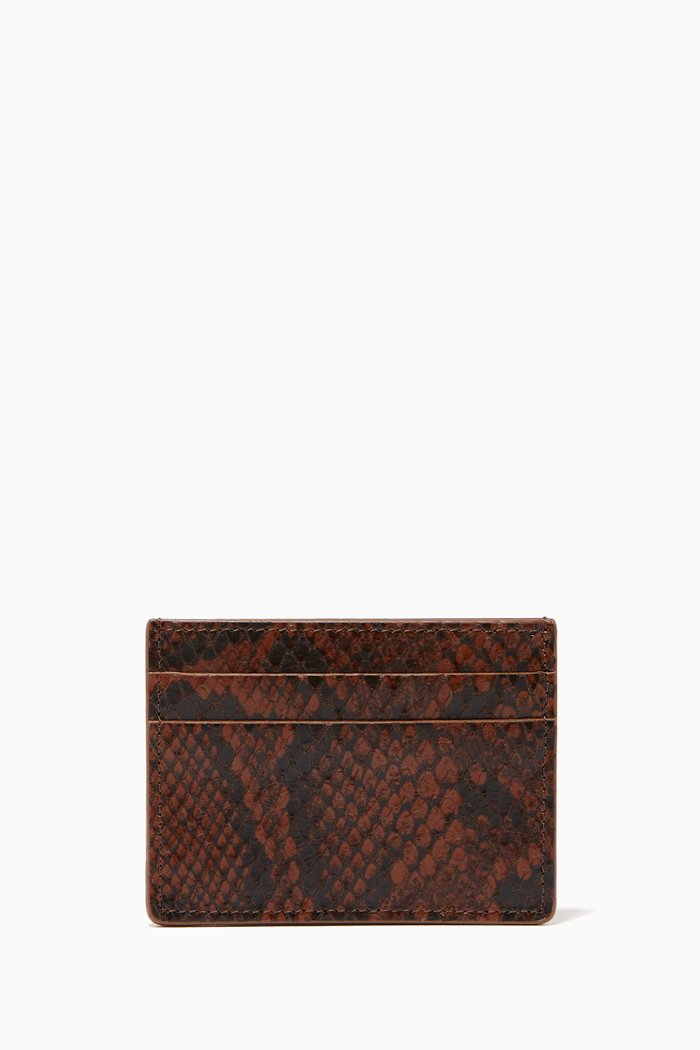 

Cardholder in Snake-Embossed Leather, Brown