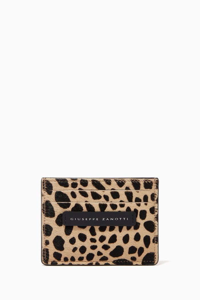 

Milky Feline Cardholder in Leopard-Print Leather, Multicolour