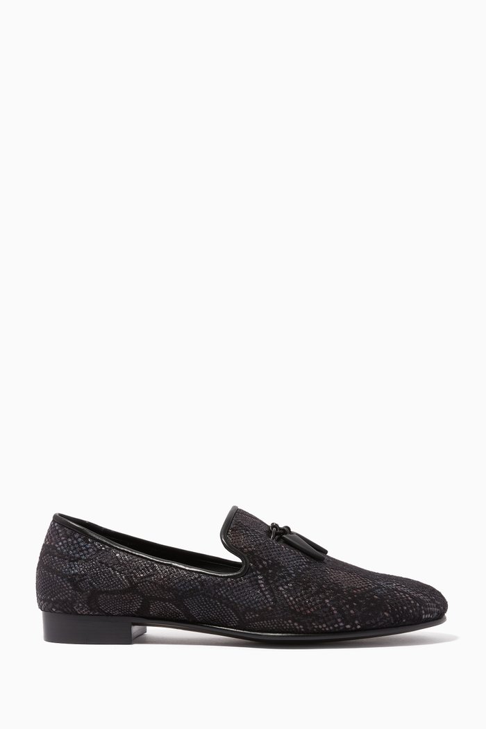 

Shark Loafers in Python-Embossed Leather, Black