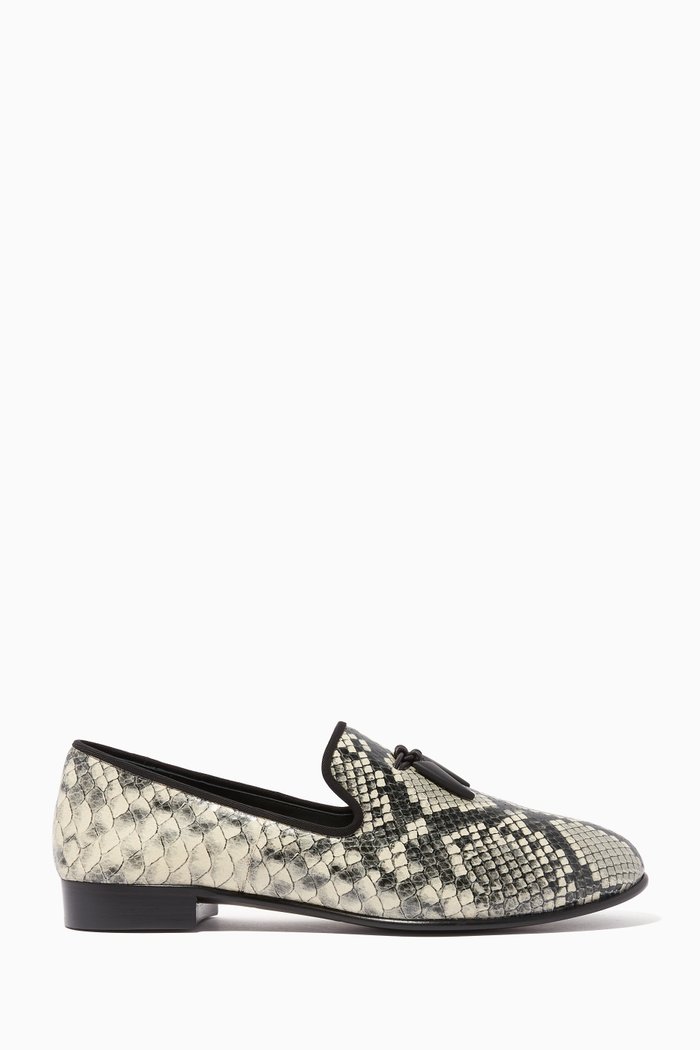 

Shark Python-Embossed Loafers in Leather, Multicolour