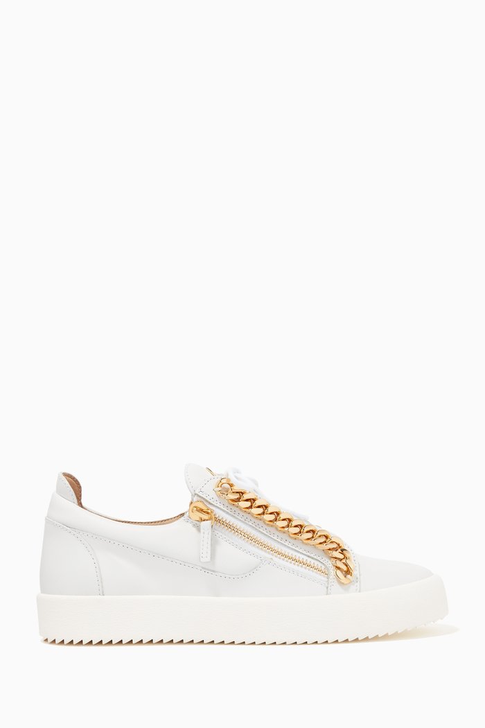 Frankie Chain Sneakers in Leather, White