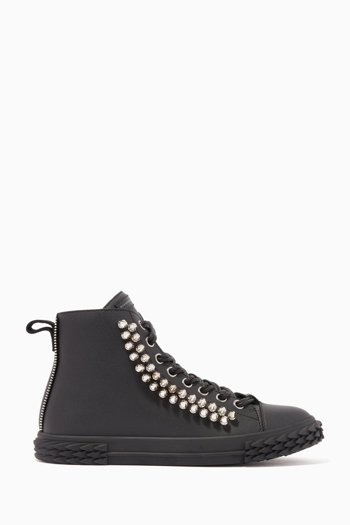 

Blabber High-Top Sneakers in Leather, Black