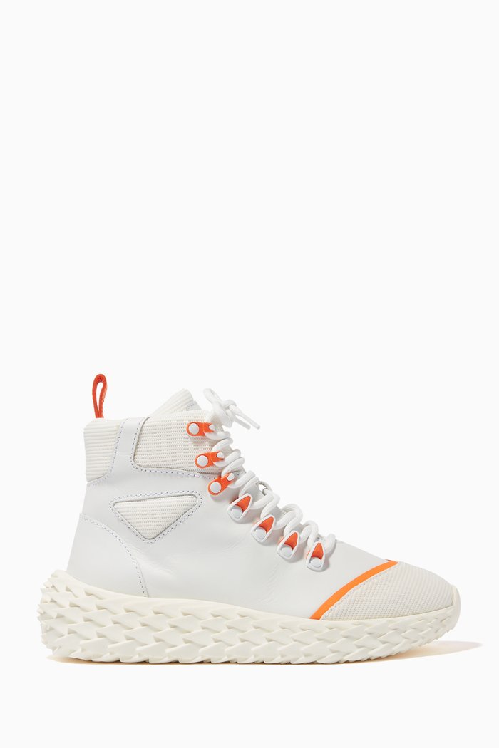 

High-Top Sneakers in Leather, White