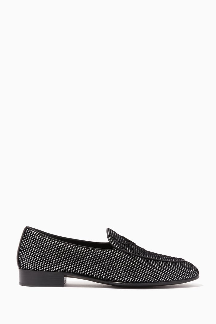 

G-Flash Loafers in Embellished Leather, Silver
