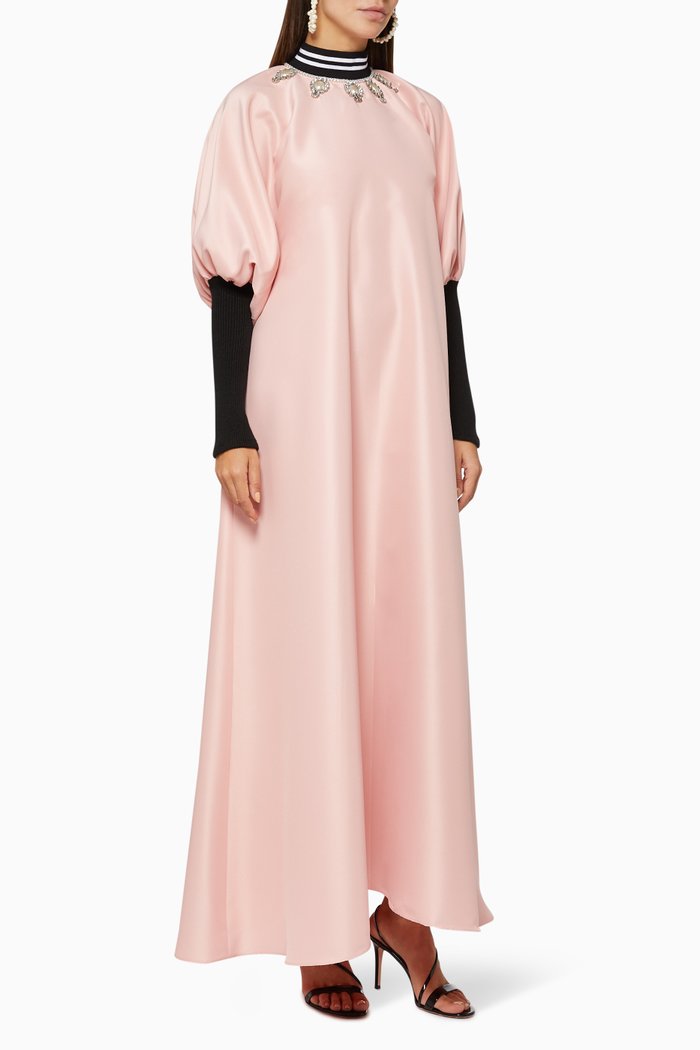 

Embellished Taffeta Dress, Pink