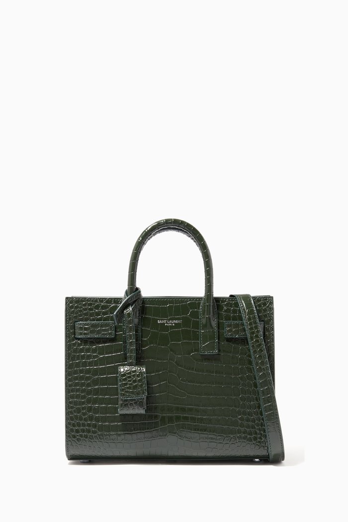 

Classic Sac de Jour Nano in Crocodile Embossed Shiny Leather, Green