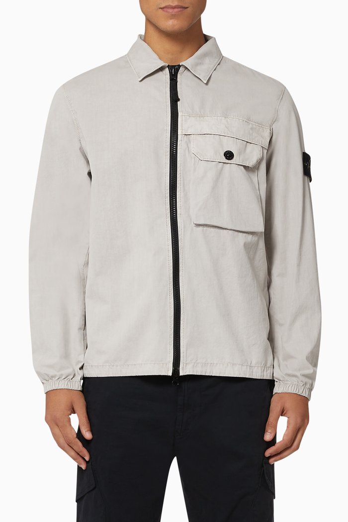 

Faded Cotton Overshirt, Grey