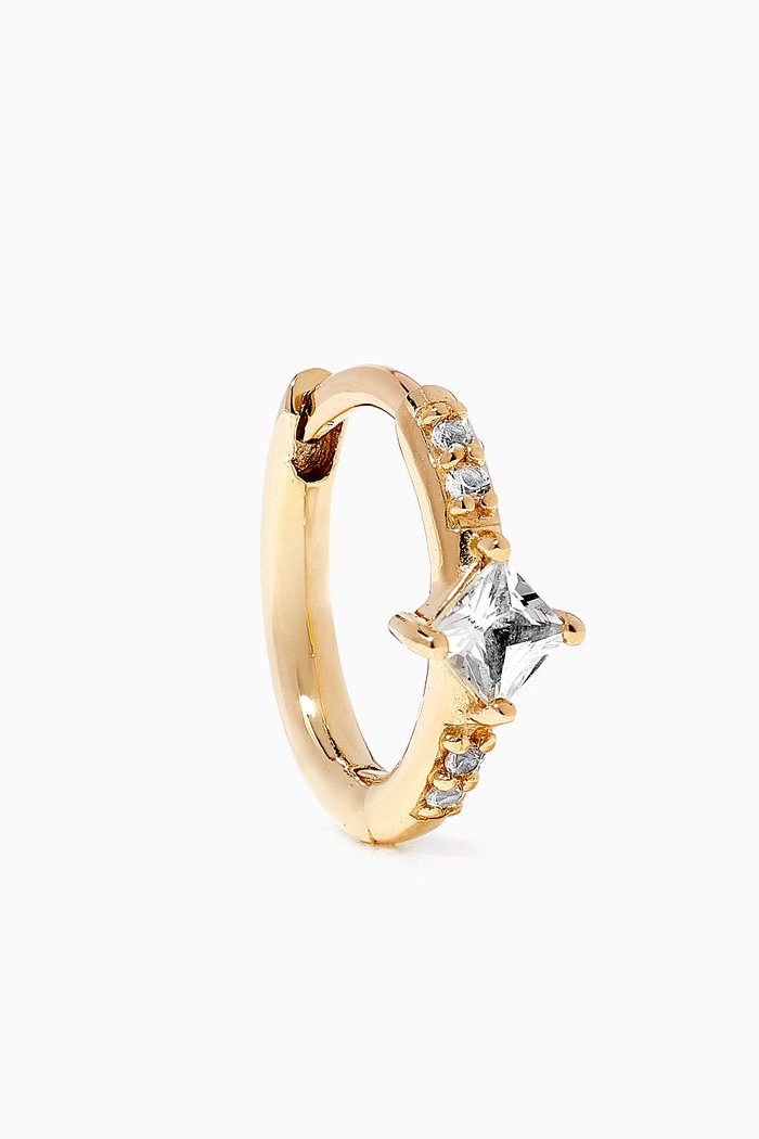 

White Sapphire Huggie Hoop in 9kt Yellow Gold