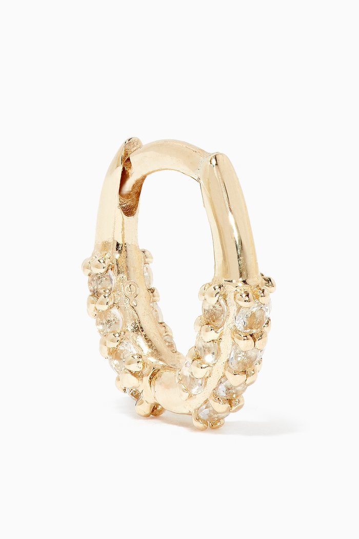 

White Topaz Oval Huggie in 9kt Yellow Gold