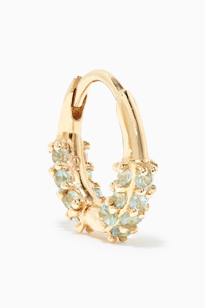 Swiss Blue Topaz Oval Huggie in 9kt Yellow Gold