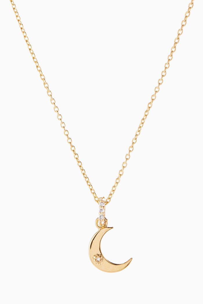 

White Topaz Moon Necklace in 14kt Yellow Gold Vermeil