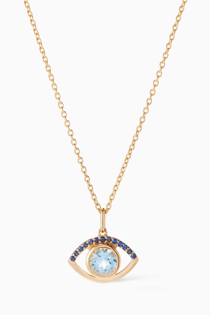 

Ceylon Sapphire & Blue Topaz Eye Necklace in 14kt Yellow Gold Vermeil