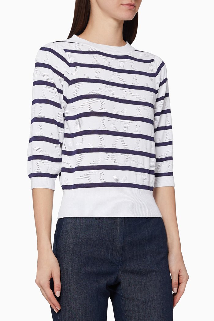 

Serafin Striped Sweater, White