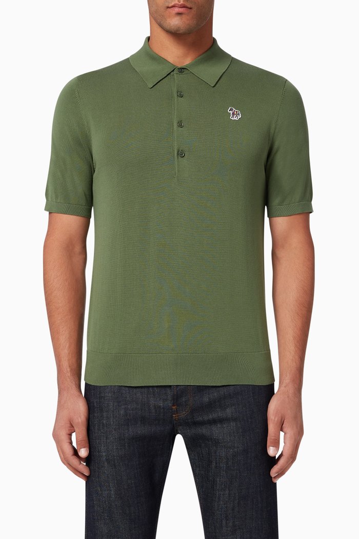 Zebra Logo Cotton Piqué Polo, Green