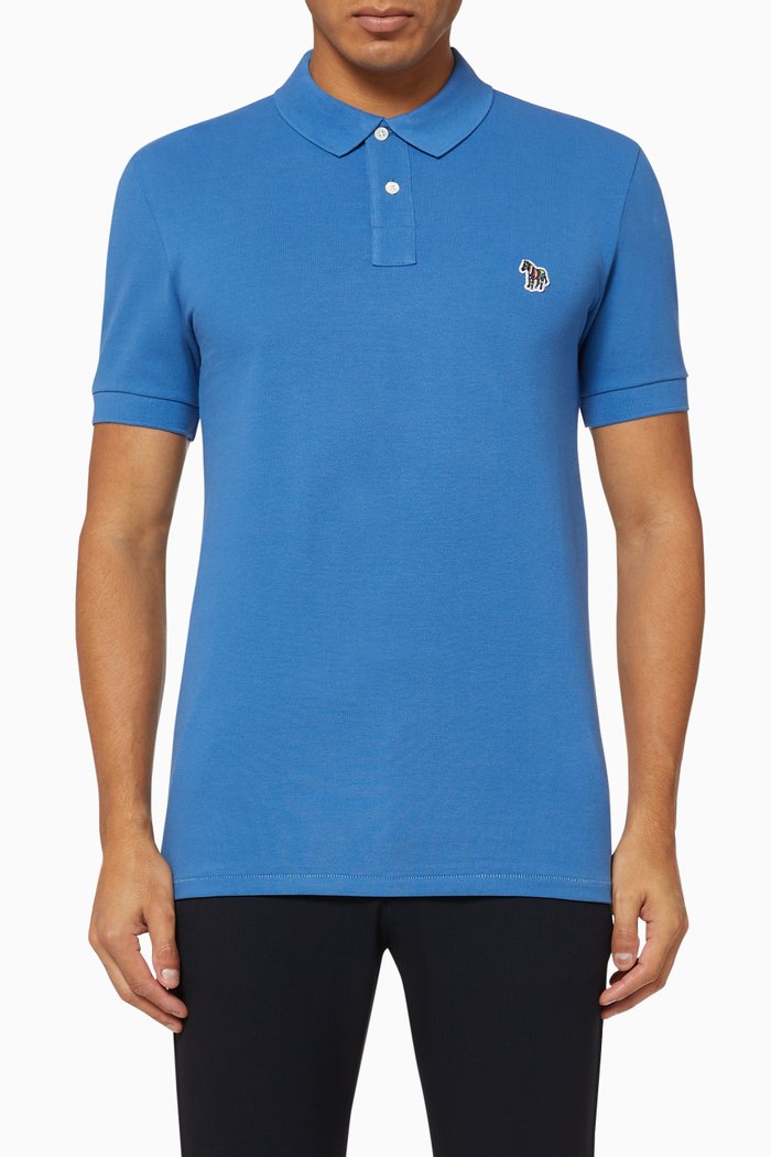 

Striped Zebra Cotton Polo Shirt, Blue