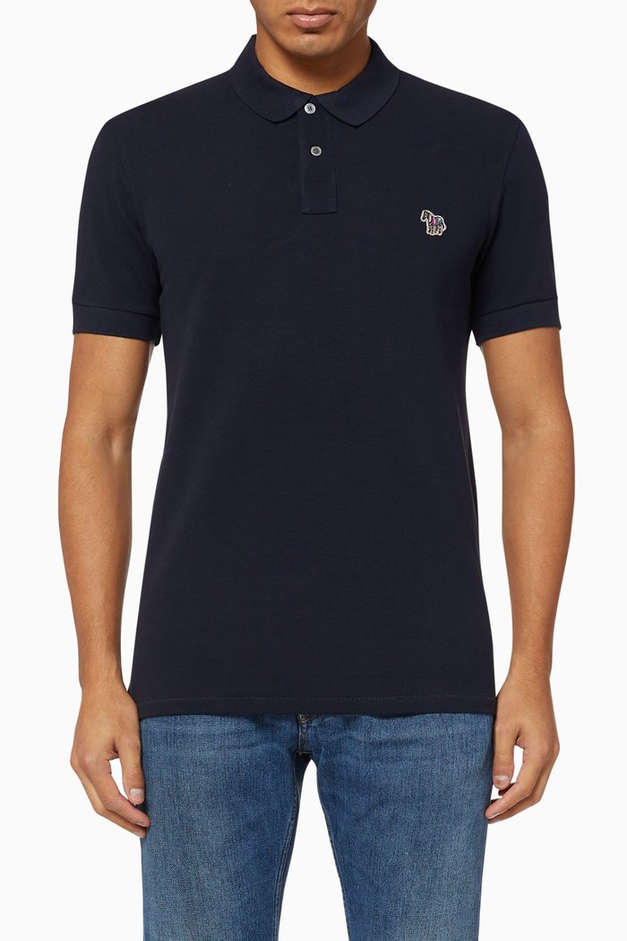 

Cotton Piqué Slim-Fit Polo Shirt, Blue