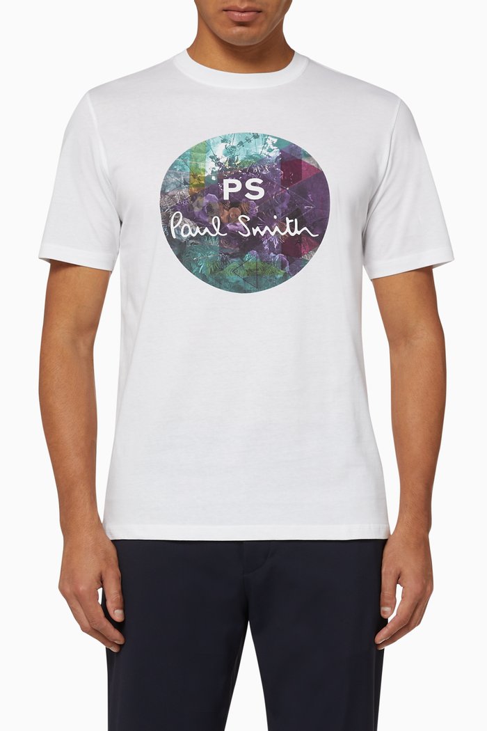 

Floral Circle Logo Cotton T-Shirt, White